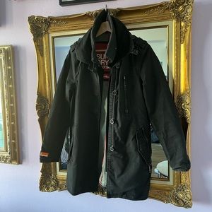 Black SUPERDRY JPN utility jacket.